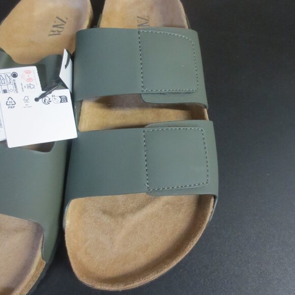 ZARA WOMEN'S OLIVE GREEN SLIDES - Picture 4 of 6